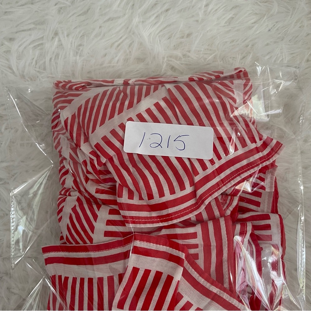 AQUA Women’s Mini Dress Size Large Red White Striped Print V Neck Ruffle Hem - Picture 7 of 7
